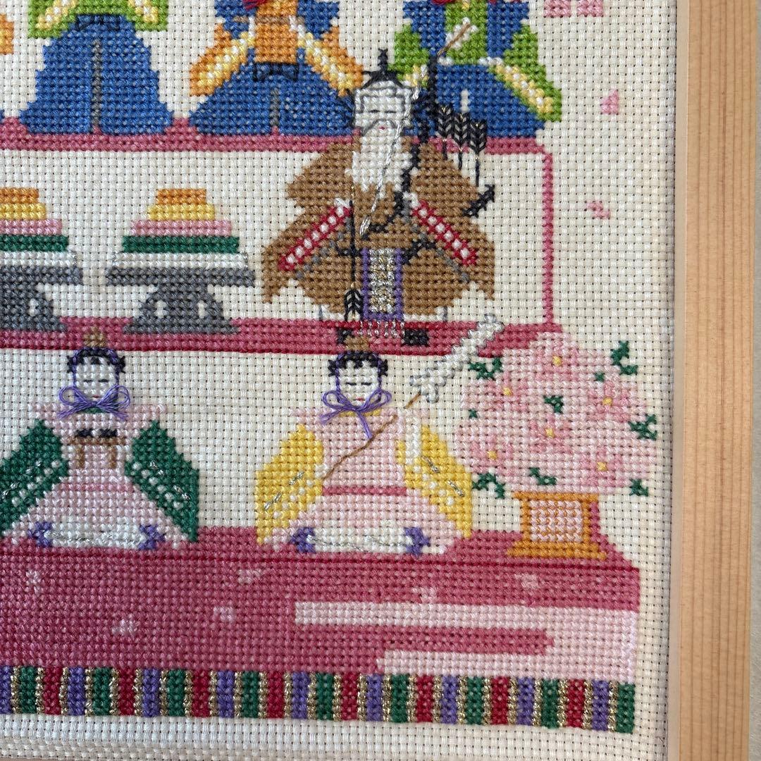 ひな祭り 刺繍アート 木製フレーム付き