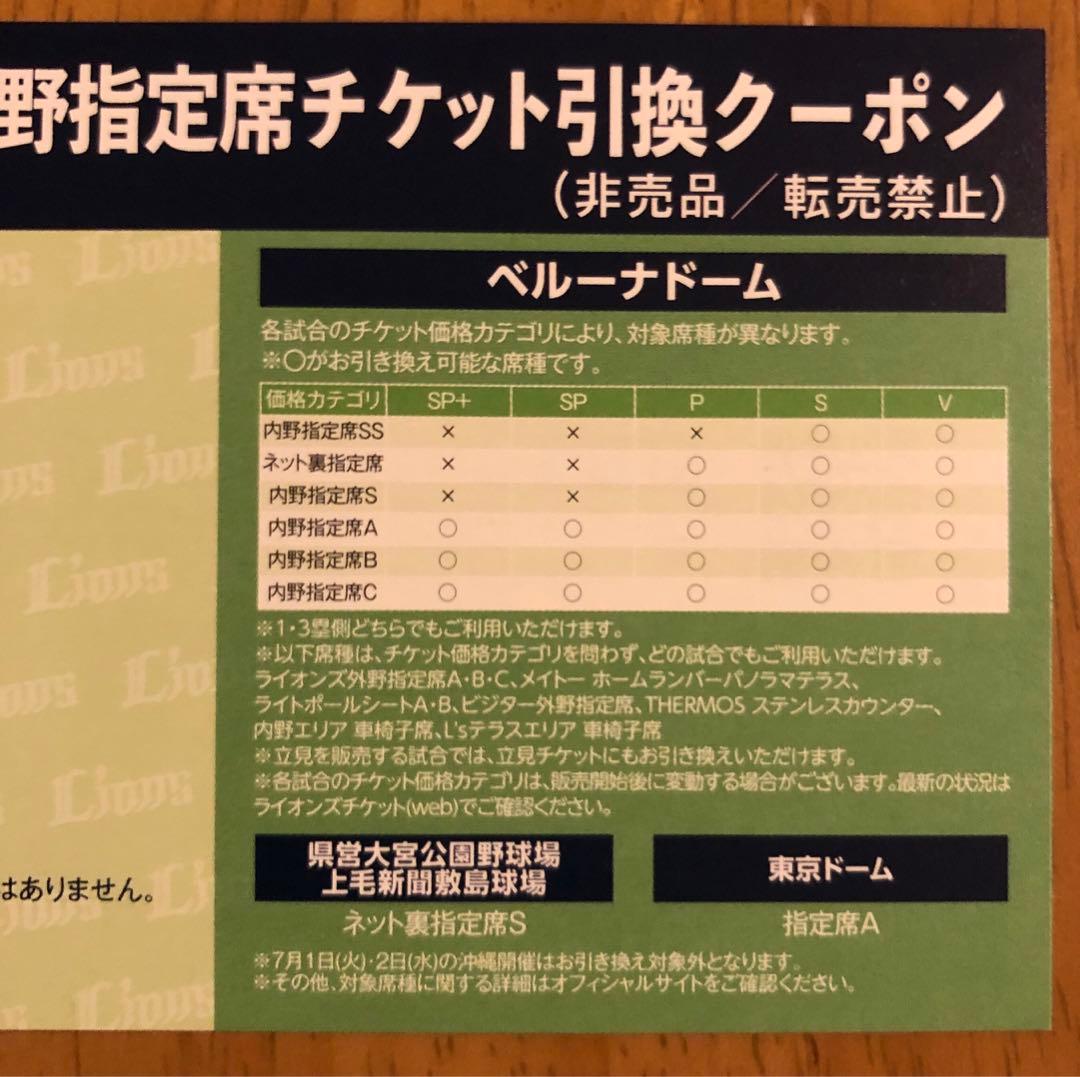 埼玉西武ライオンズ 2025年 チケット引換クーポン