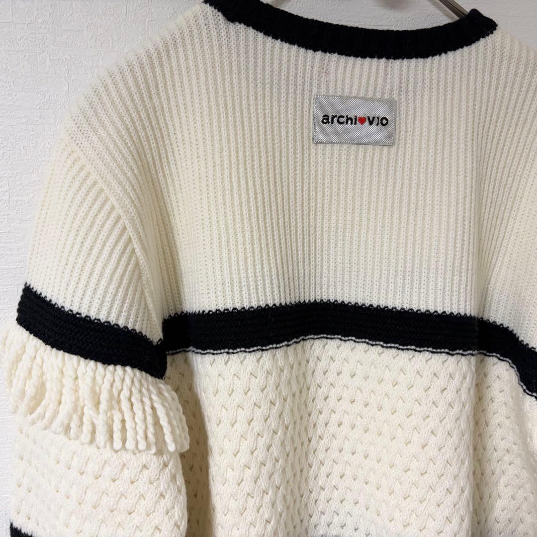 archivio ニット プルオーバー フリンジ ボーダー ゴルフ