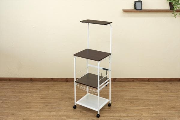 【新品・送料無料】上棚コンセント付　レンジ台　WAL/WH