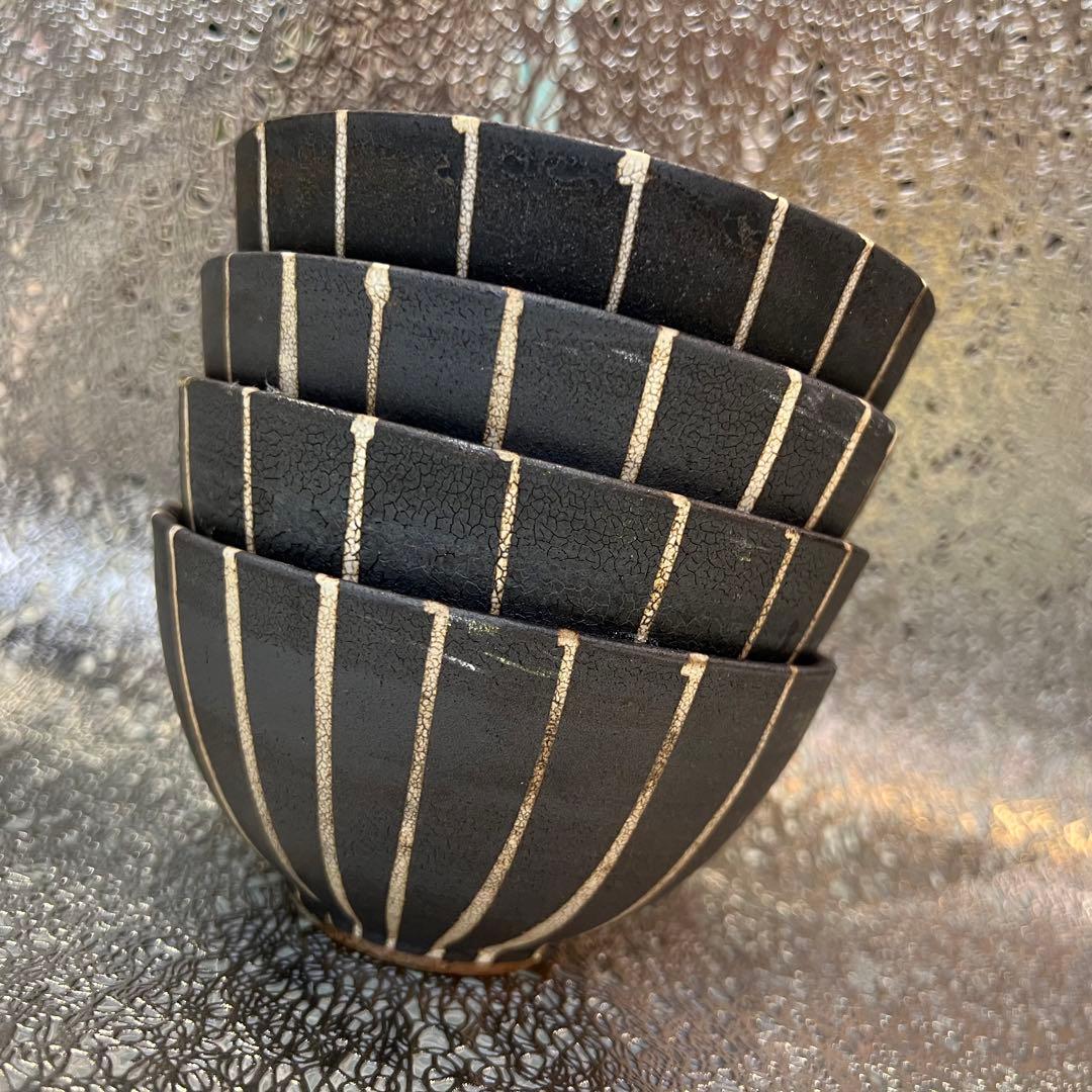 新品【美濃焼】 鉄錆十草 飯碗×4点セット