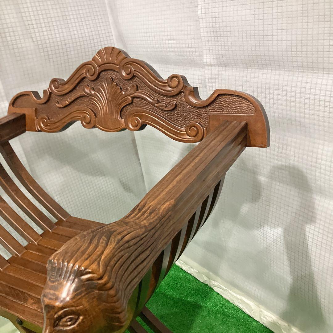 美品 イタリア製 サヴォナローラチェア ライオンチェア 折り畳み椅子