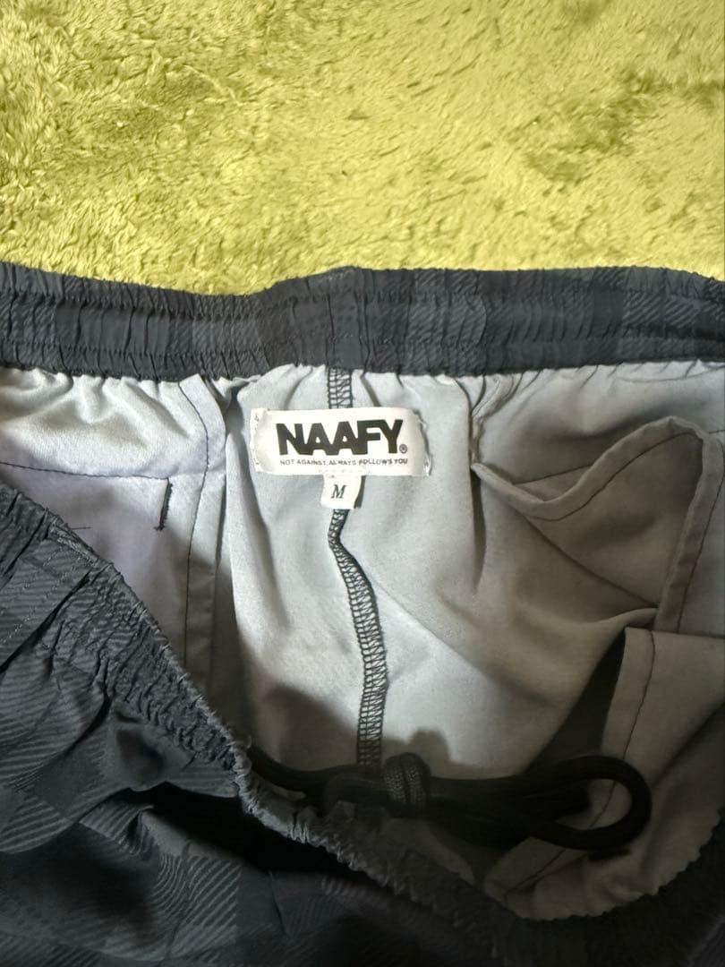NAAFY ブラックチェックナイロンショーツ　おしゃれゴルフウェア