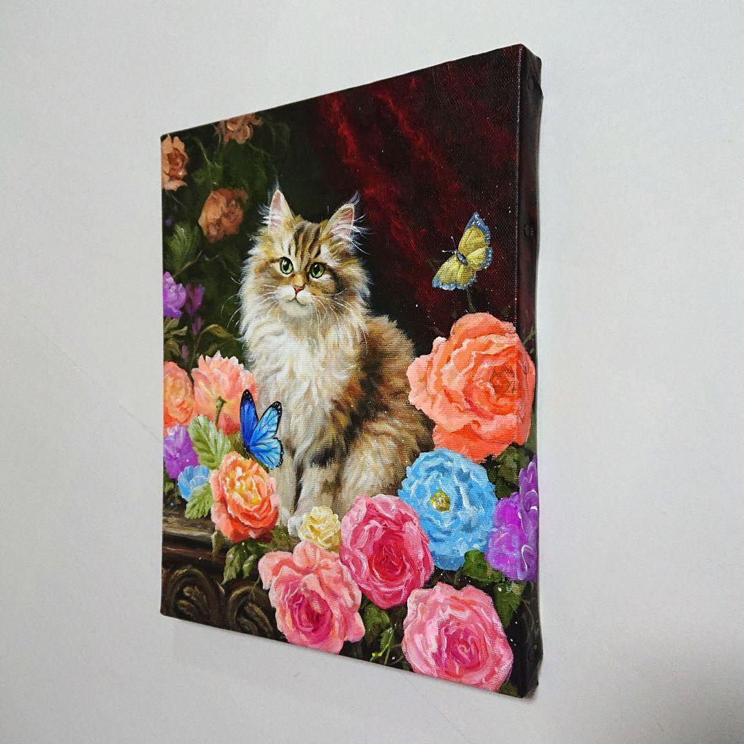 【ねこ】アクリル画 F3 風景画 絵画 動物画
