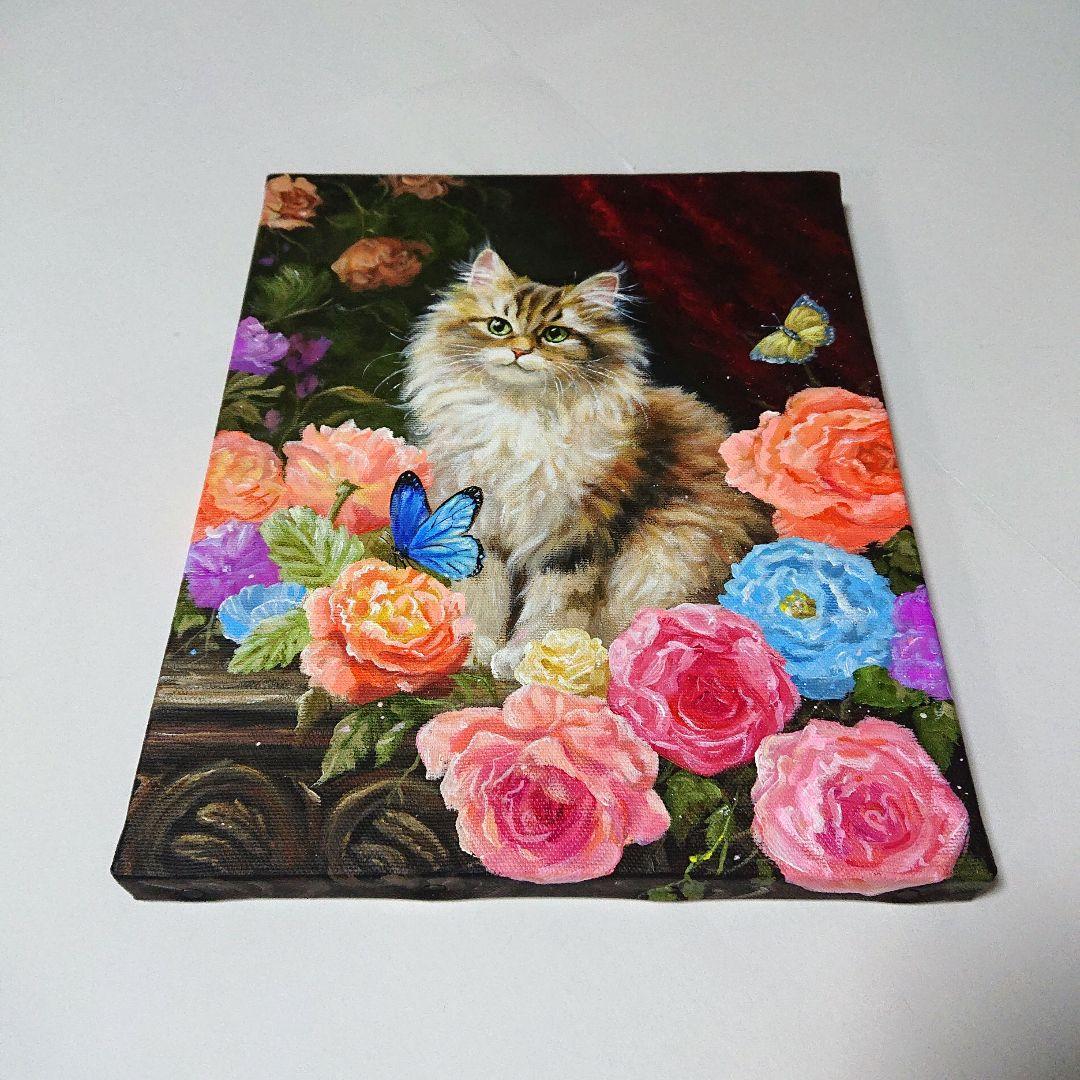 【ねこ】アクリル画 F3 風景画 絵画 動物画
