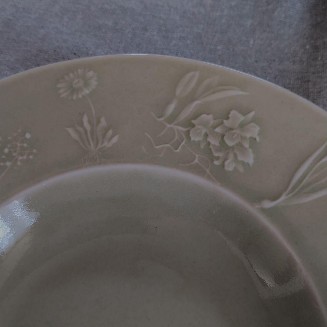 新品 植物図鑑 お花のリム皿 スープ パスタ プレート 陶器 アンティーク