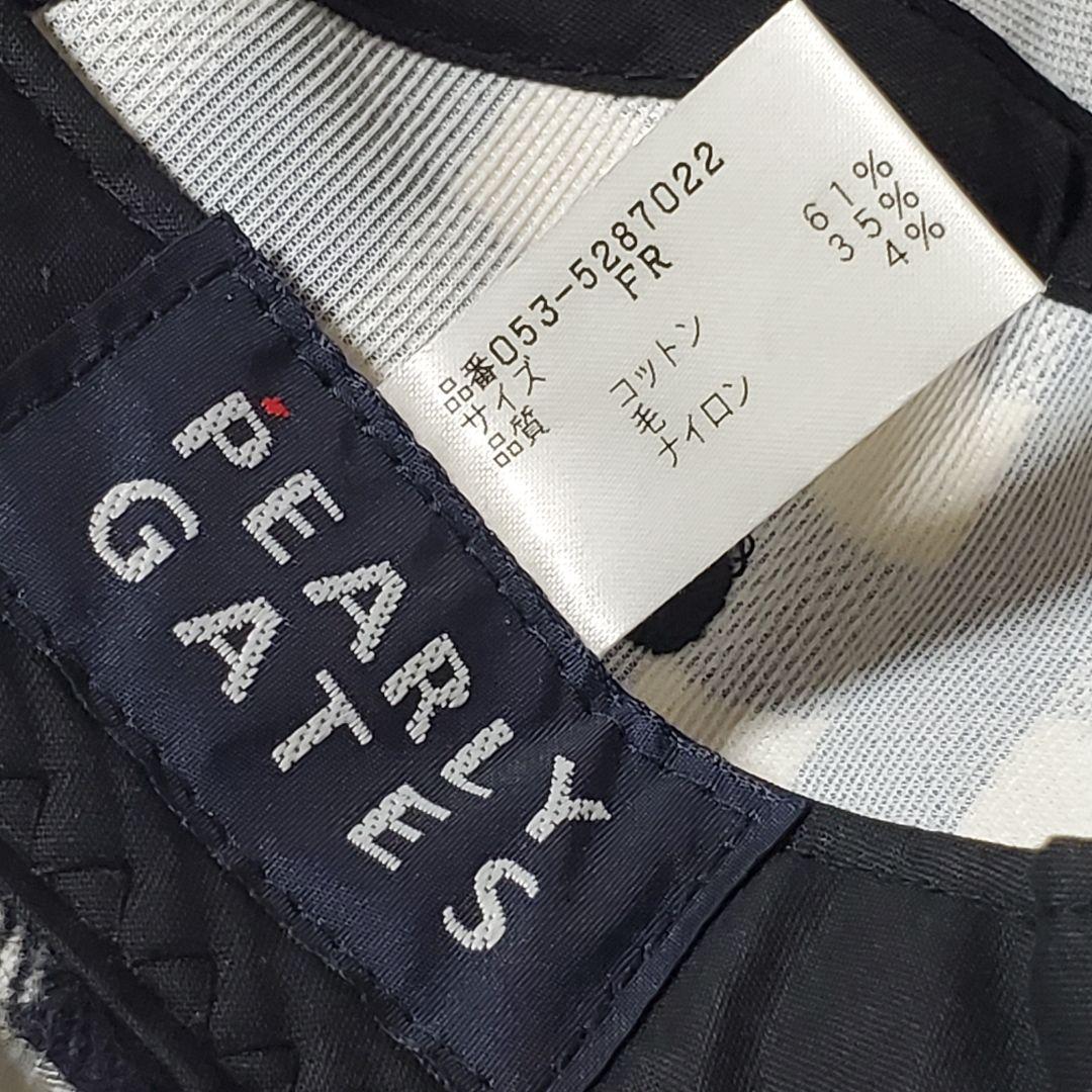 パーリーゲイツ PEARLY GATES キャップ 帽子 毛混 白黒 チェック柄