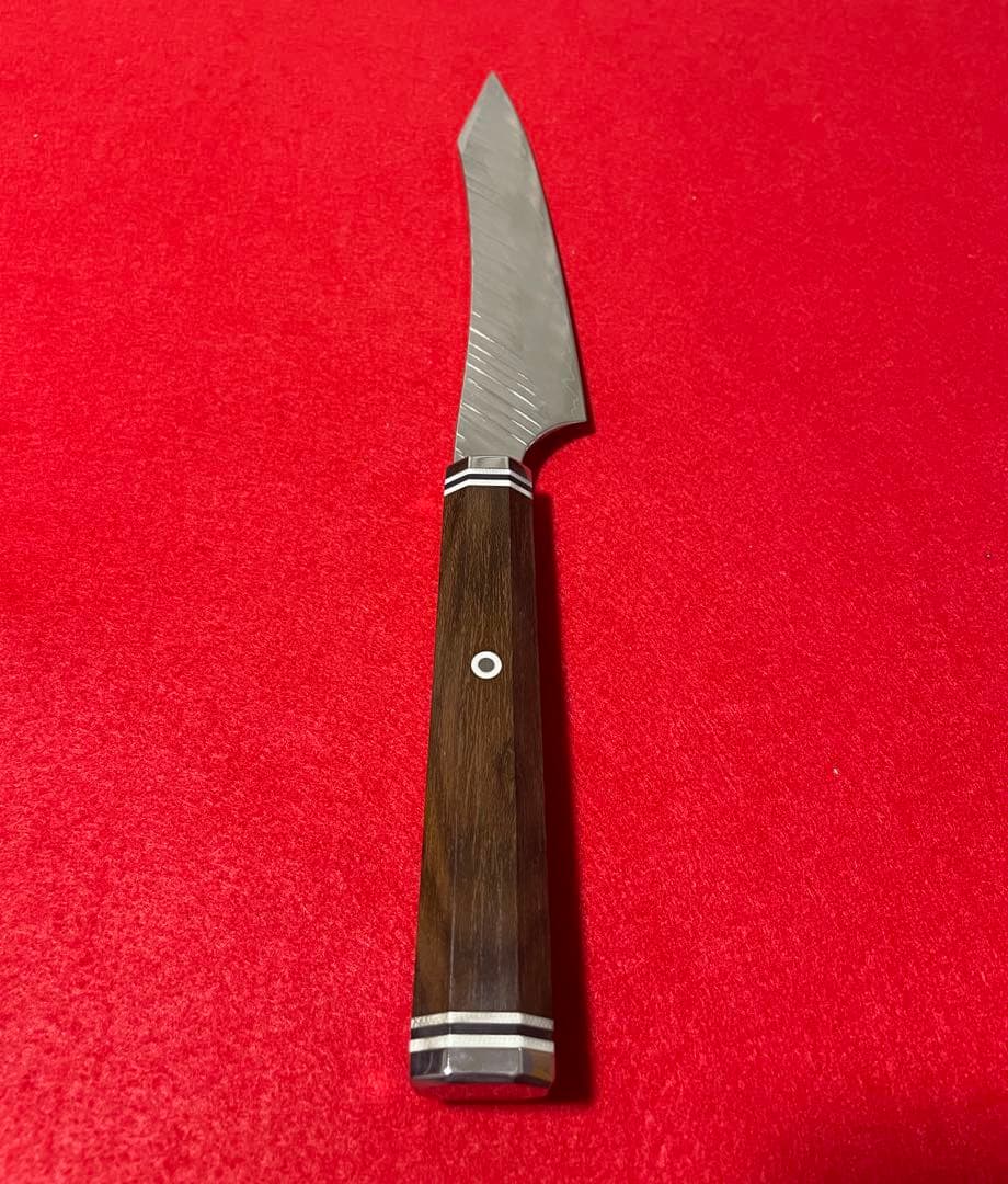 鬼反り切付型 VG10 ダマスカス ペティナイフ 160mm 黒檀八角柄