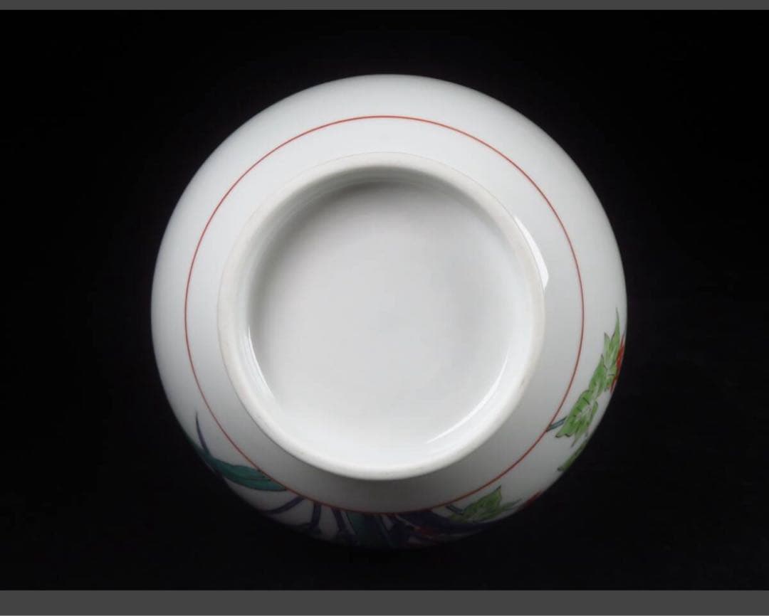 希少な本人作濁手 えのころ草文花瓶/人間国宝 十四代 酒井田柿右衛 高さ21cm