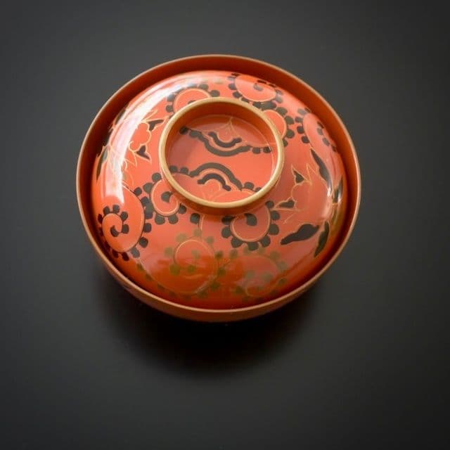 アンティーク 古道具 蒔絵 唐草 漆 椀 汁椀 朱色 2客