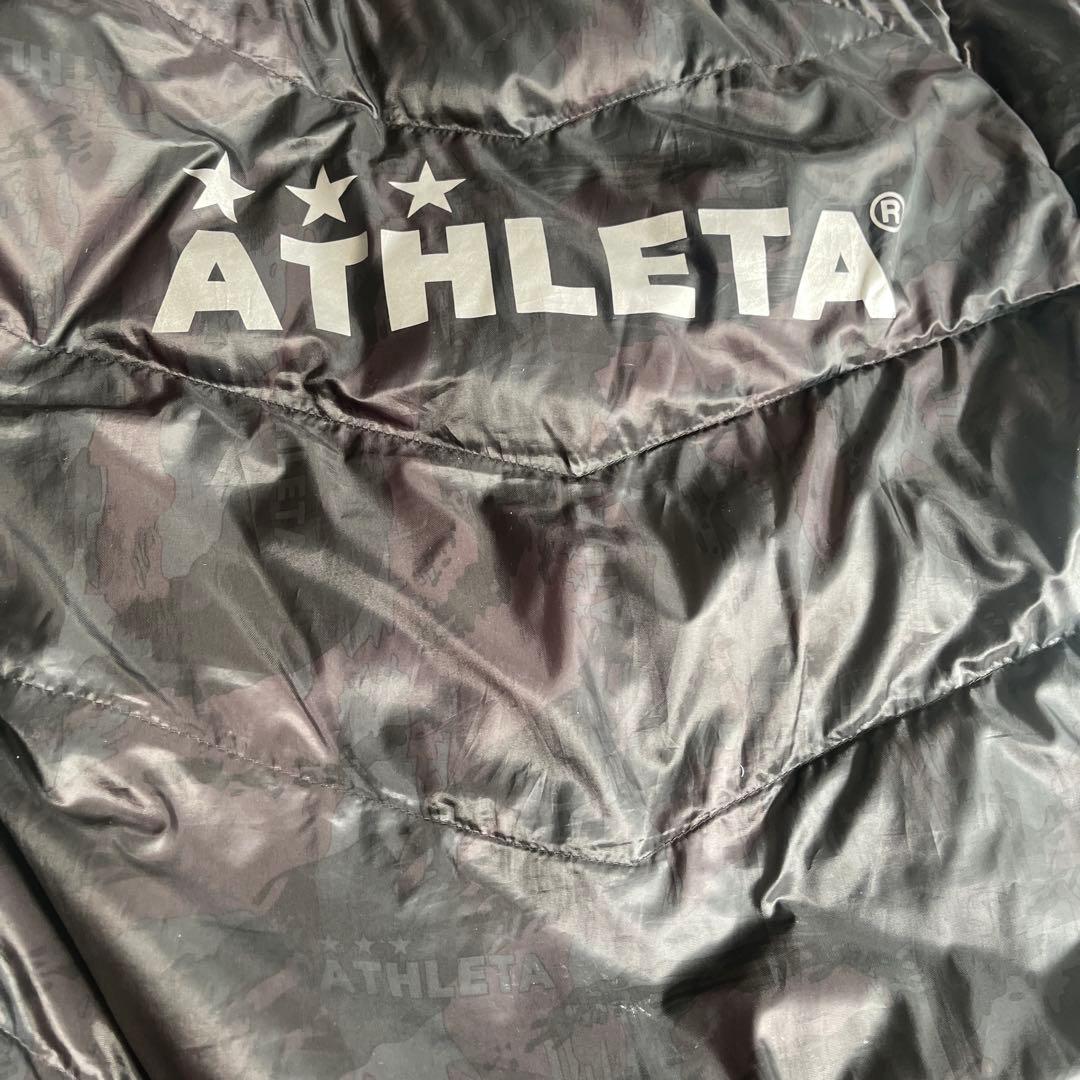 値下げ！ATHLETA フード付き ブラックカモ柄　ベンチコート140