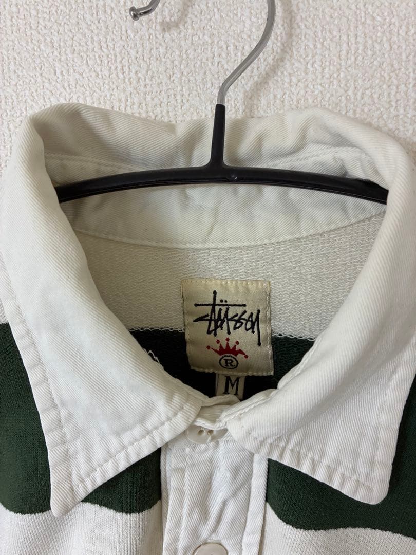 90s old stussy ラガーシャツ 白タグ USA製 Mサイズ【超希少】