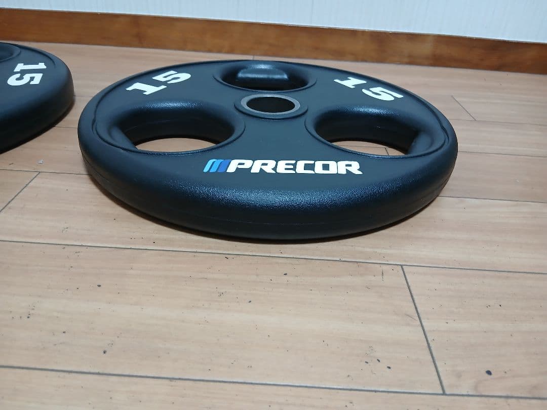 ②PRECORバーベルプレート15kg×1枚 穴径50mm