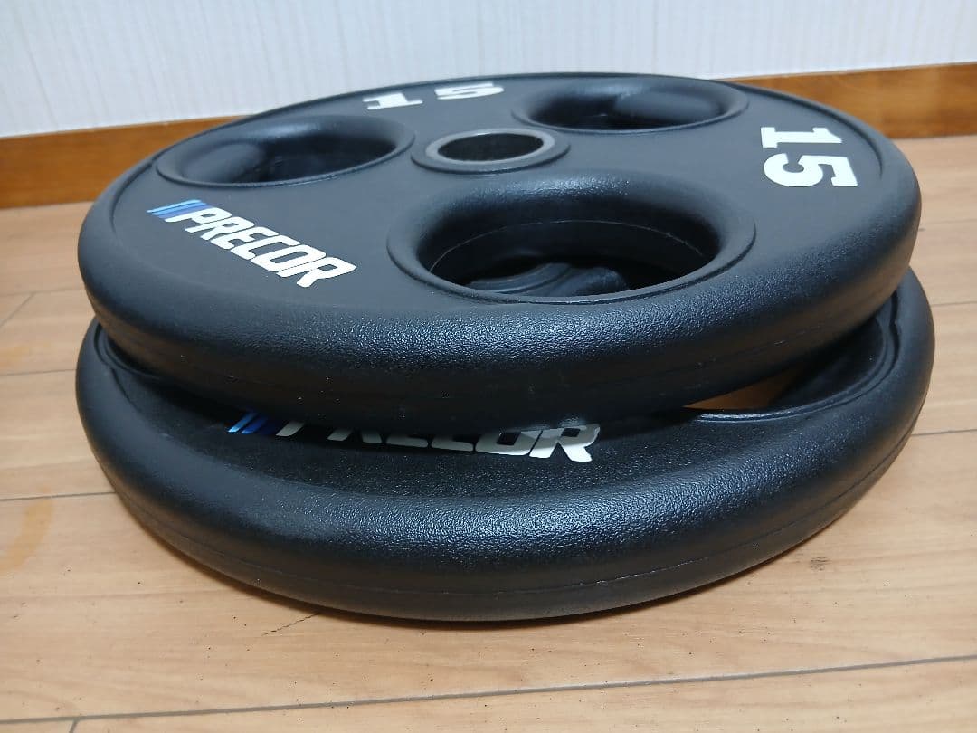 ②PRECORバーベルプレート15kg×1枚 穴径50mm