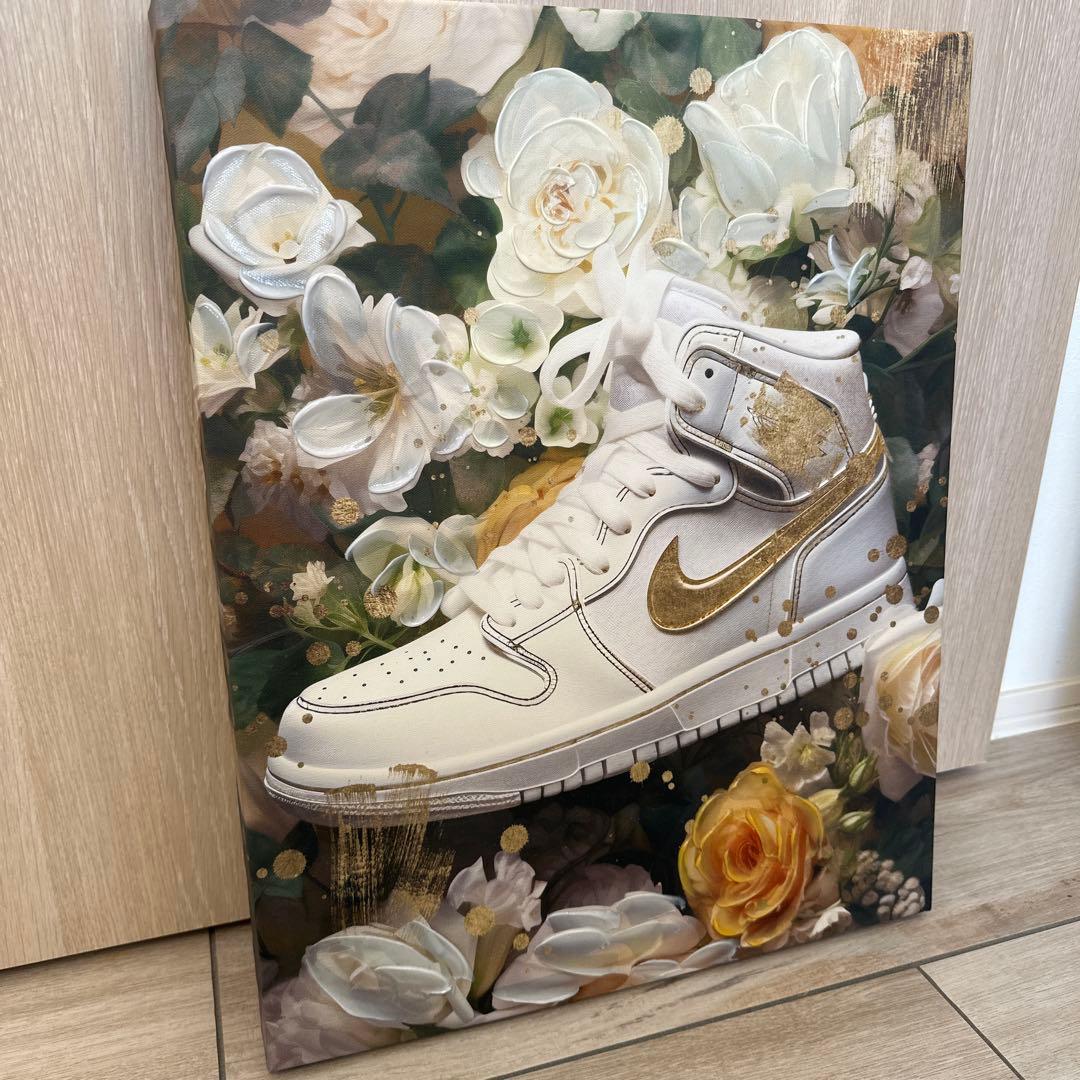 Nike Air Jordan 1 ホワイト/ゴールド★海外アート★