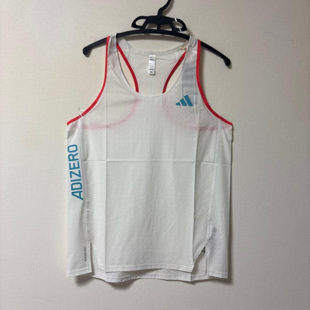 新品　adidas ADIZERO 陸上用シャツ ホワイト/レッド　Mサイズ