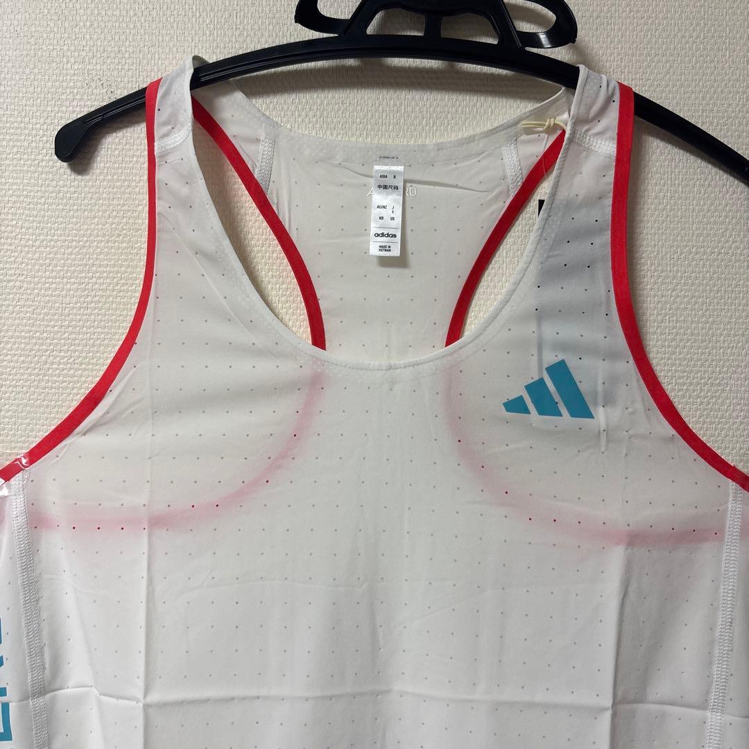 新品　adidas ADIZERO 陸上用シャツ ホワイト/レッド　Mサイズ