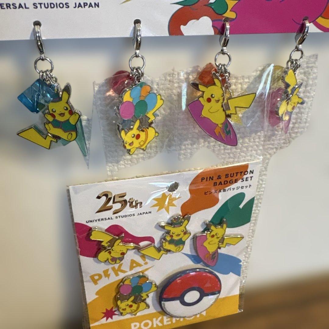 USJ限定 ピカチュウ　チャーム　ピンズ&缶バッジ セット
