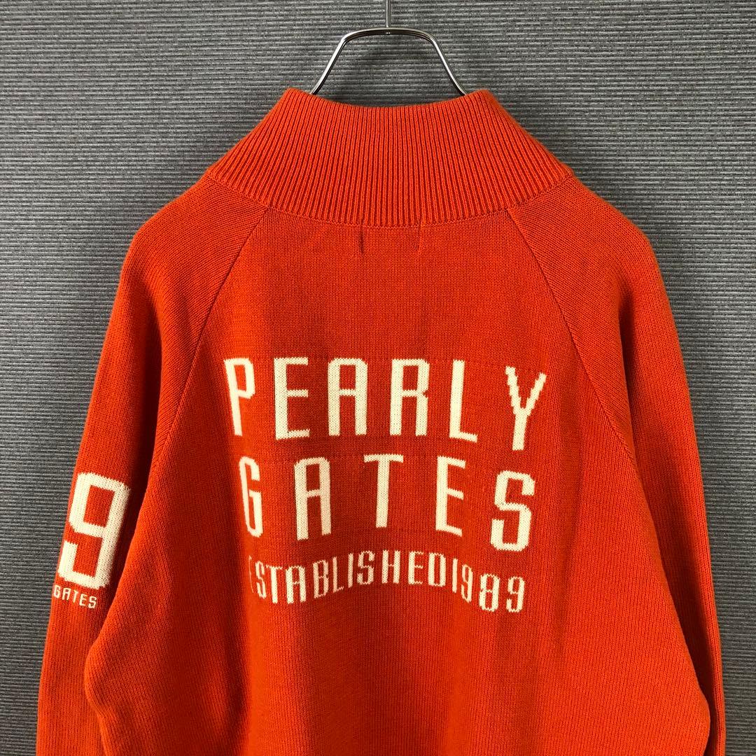 PEARLY GATES ロゴ ハーフジップ ニット セーター 6 オレンジ