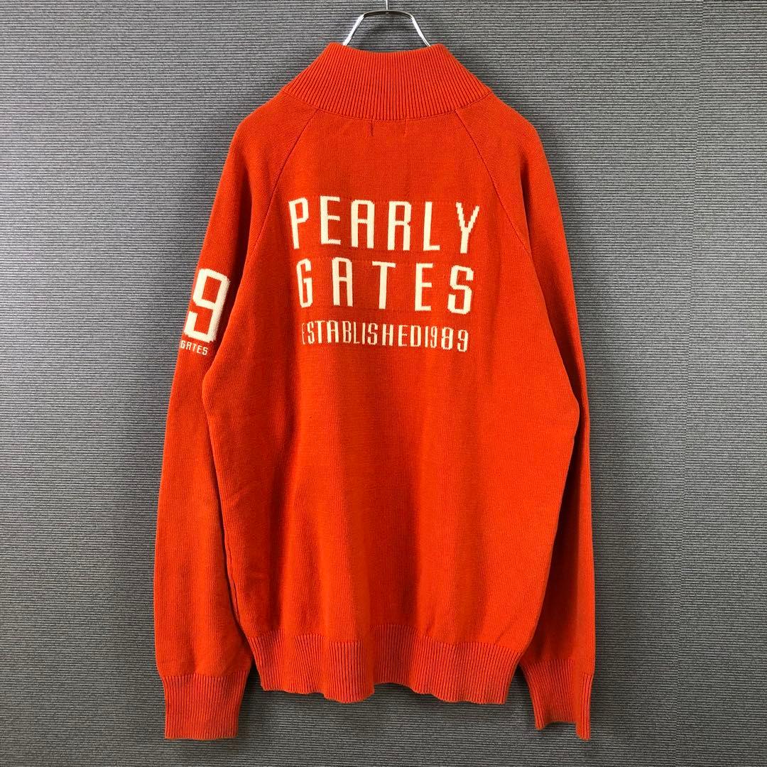 PEARLY GATES ロゴ ハーフジップ ニット セーター 6 オレンジ