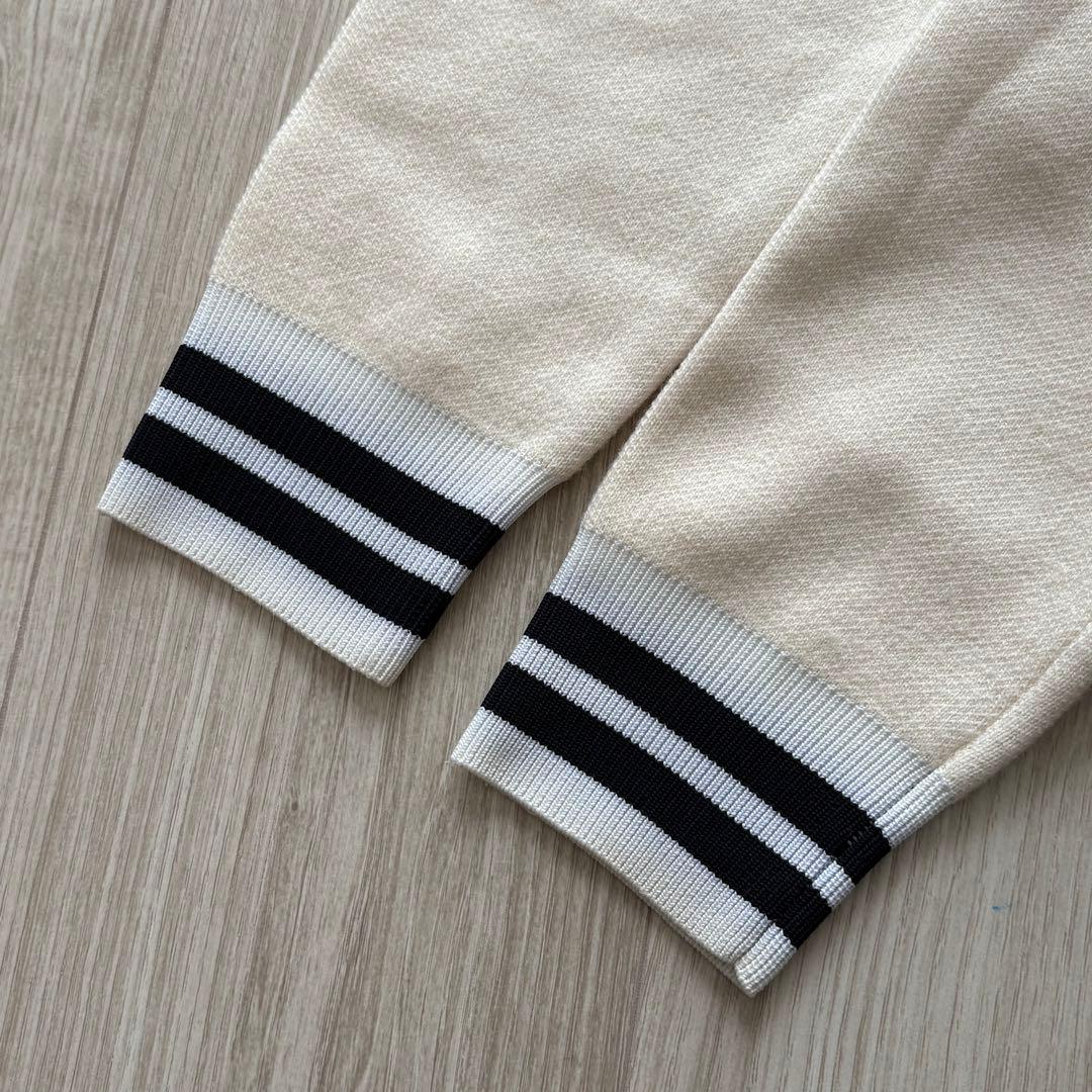 【美品】パーリーゲイツ パーカー オフホワイト 異素材切替 ロゴ刺繍 0 S