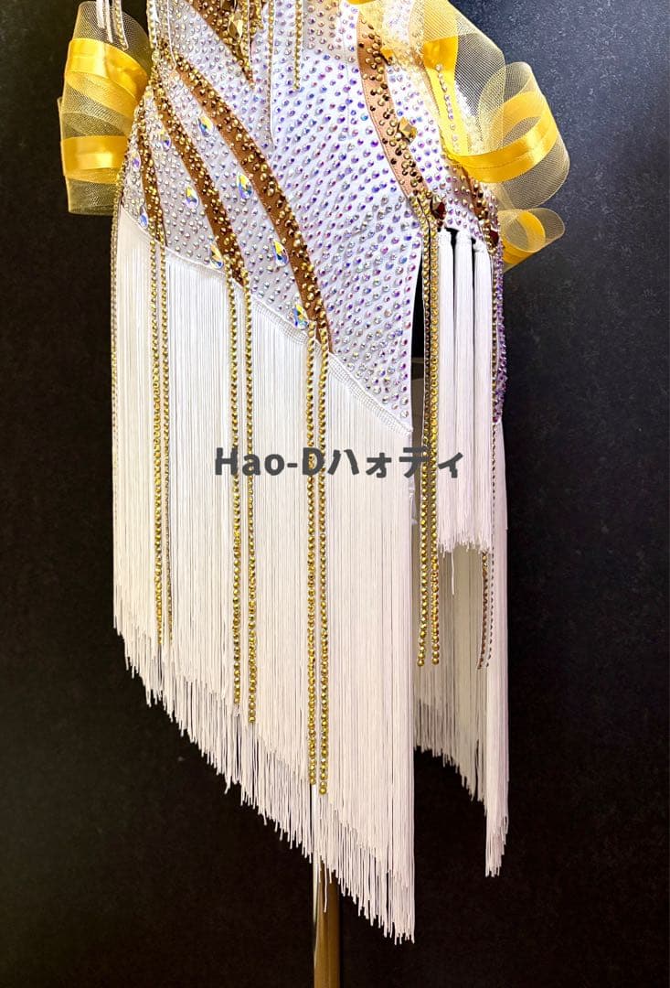 新品★ラテンドレス★S〜SM★社交ダンス★フリンジ★競技会★ホワイト