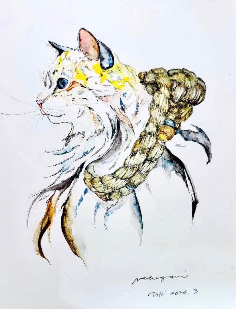 ネコガミサマ 猫 簡易額装 A4