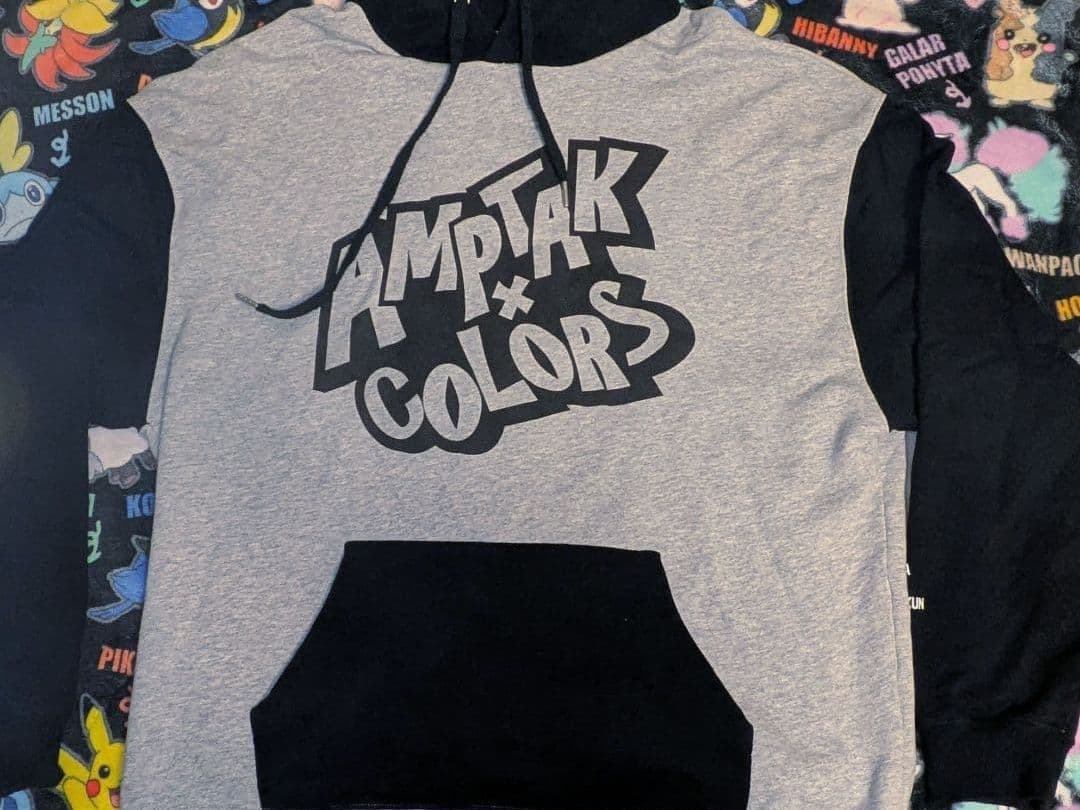AMPTAKxCOLORS バイカラーパーカー　BLACK×GRAY 美品