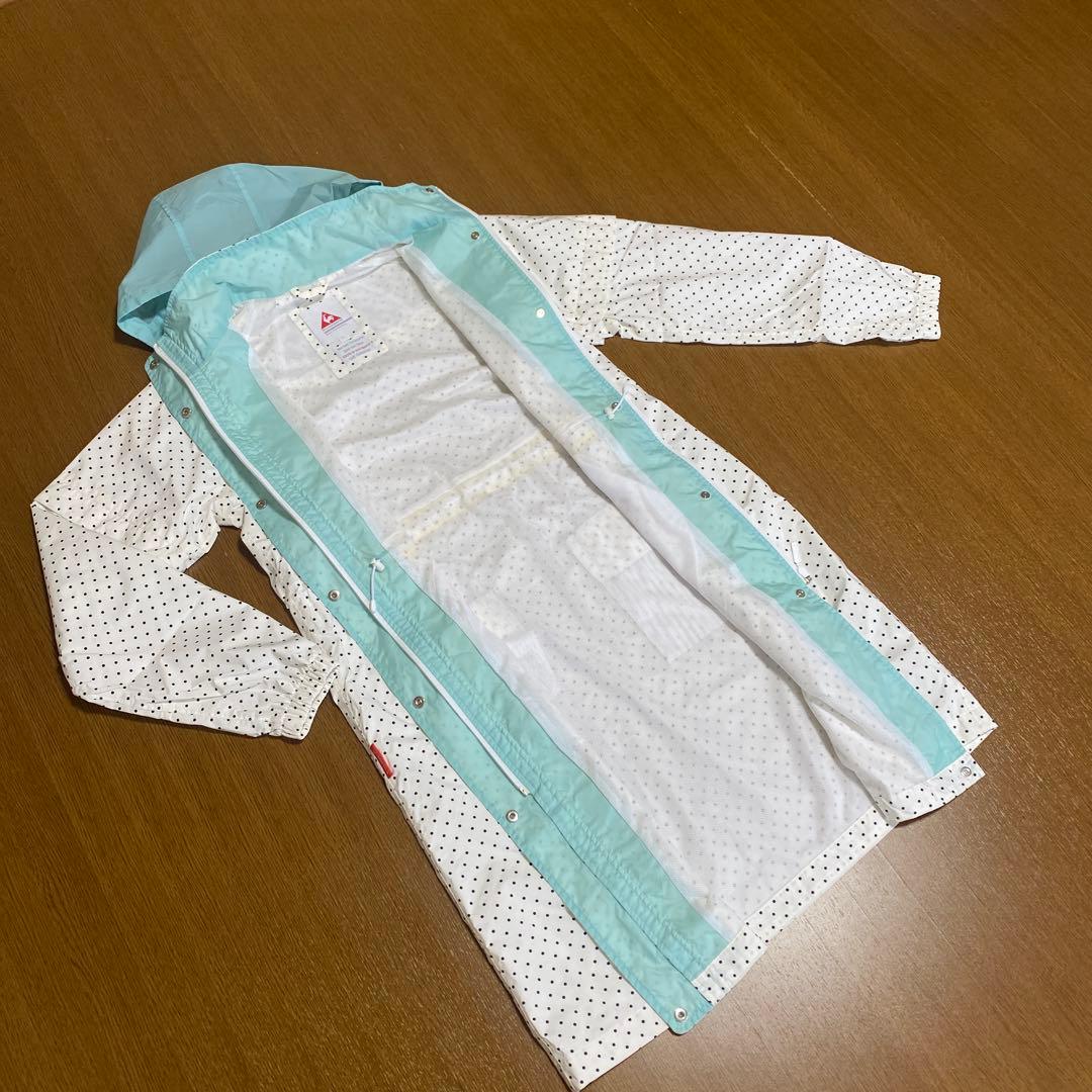 ルコック　ゴルフ　レイン　ワンピース　白　黒　水色　ドット柄　レディースＬ　美品