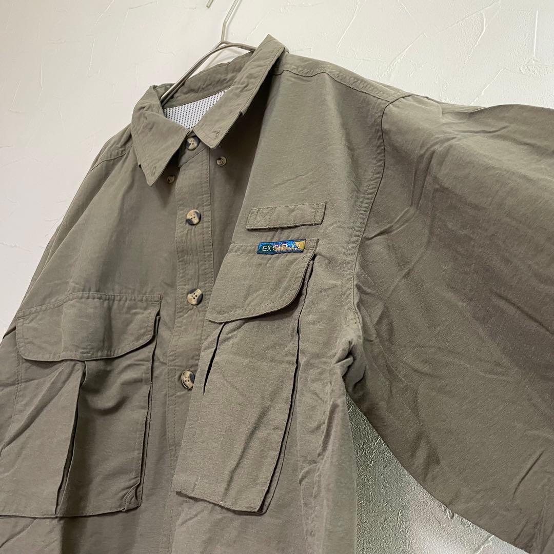 エクスオフィシオ　EXOFFICIO アウトドア　フィッシングシャツ　M カーキ