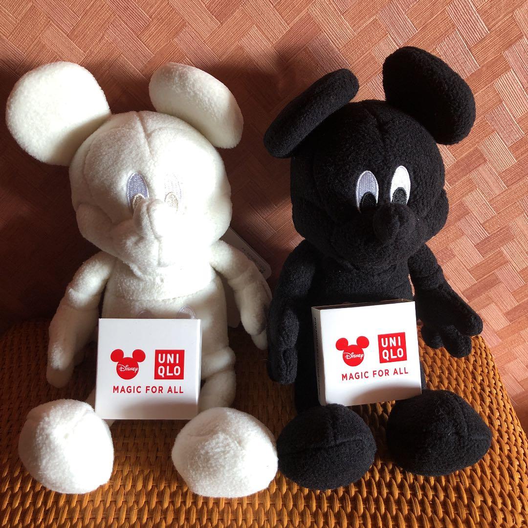 UNIQLOのミッキーぬいぐるみ　白&黒　非売品マスキングテープ付