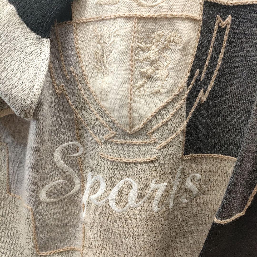 ☆20%割引☆PIA SPORTS ロゴ刺繍 パッチワーク風セーター　M