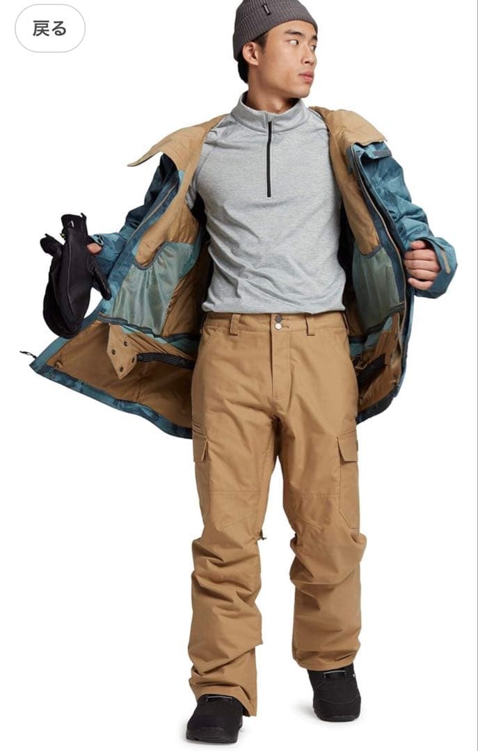 Burton カーゴパンツ　スノボウェア　カーキ　バートン　スノーウェア