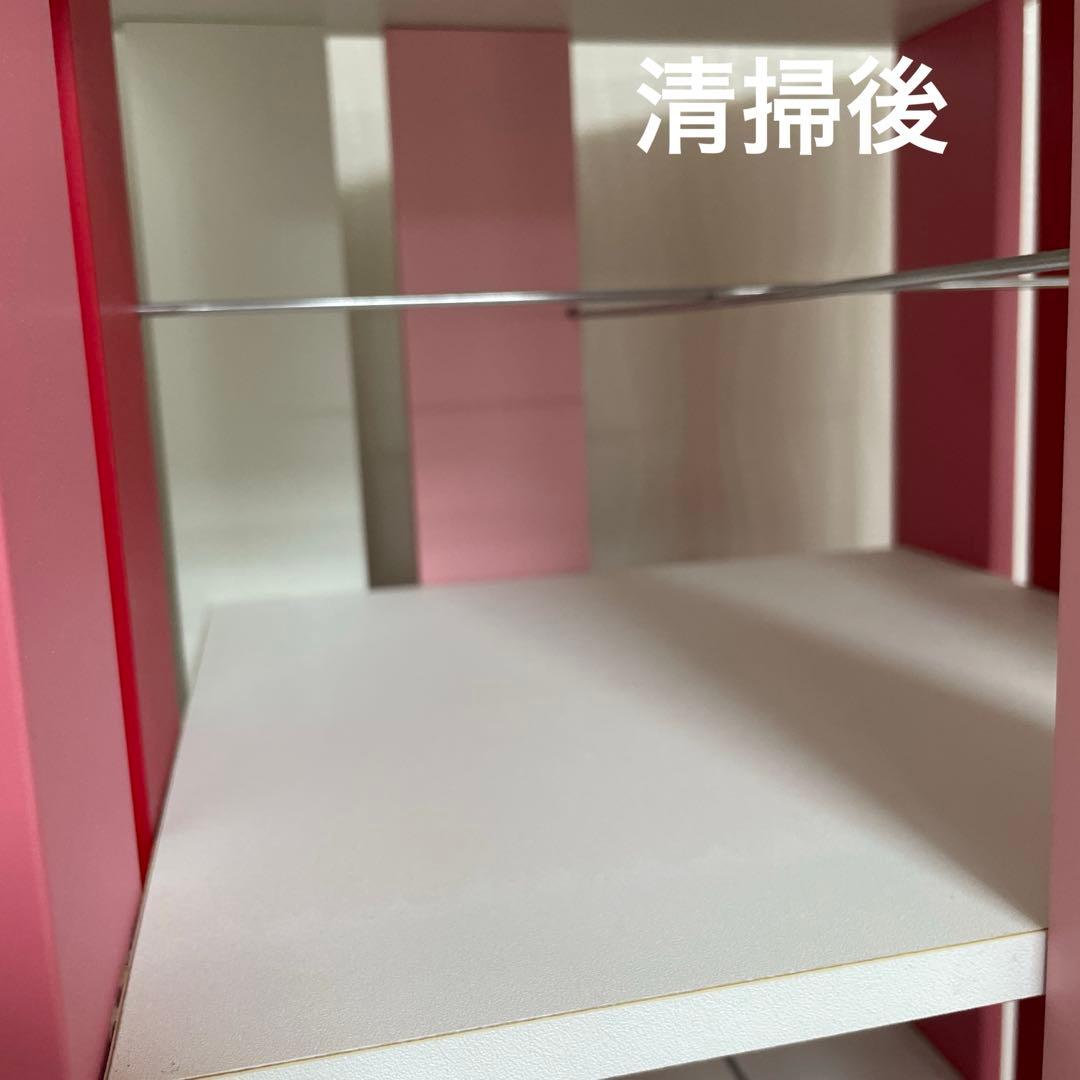 木製　本棚ラック ピンクとホワイト　回転式