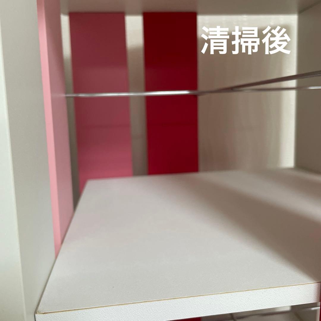木製　本棚ラック ピンクとホワイト　回転式