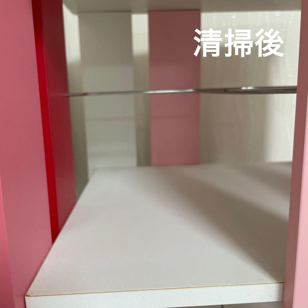 木製　本棚ラック ピンクとホワイト　回転式