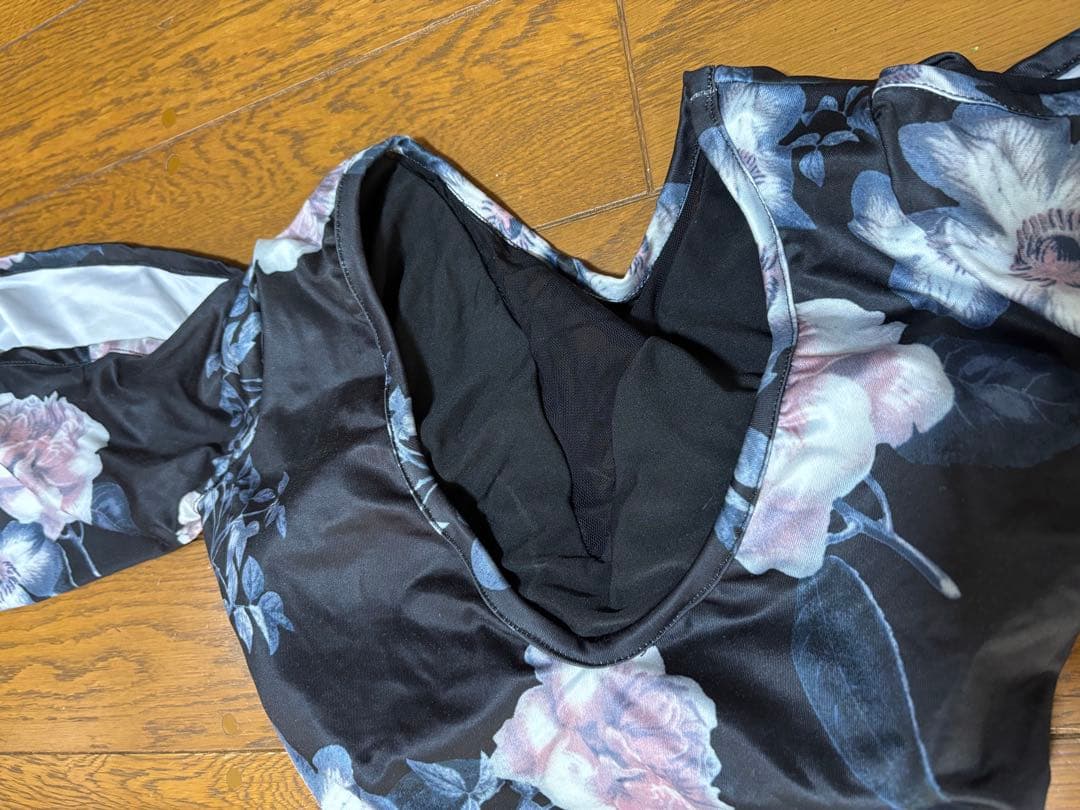 社交ダンス用 黒花柄ドレス