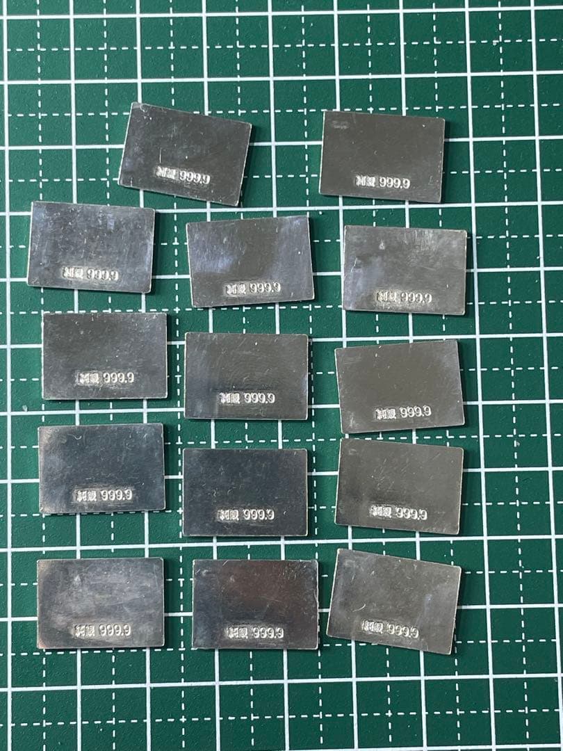 純銀レリーフ プレート 富士山彫刻 14枚セット 20.55g