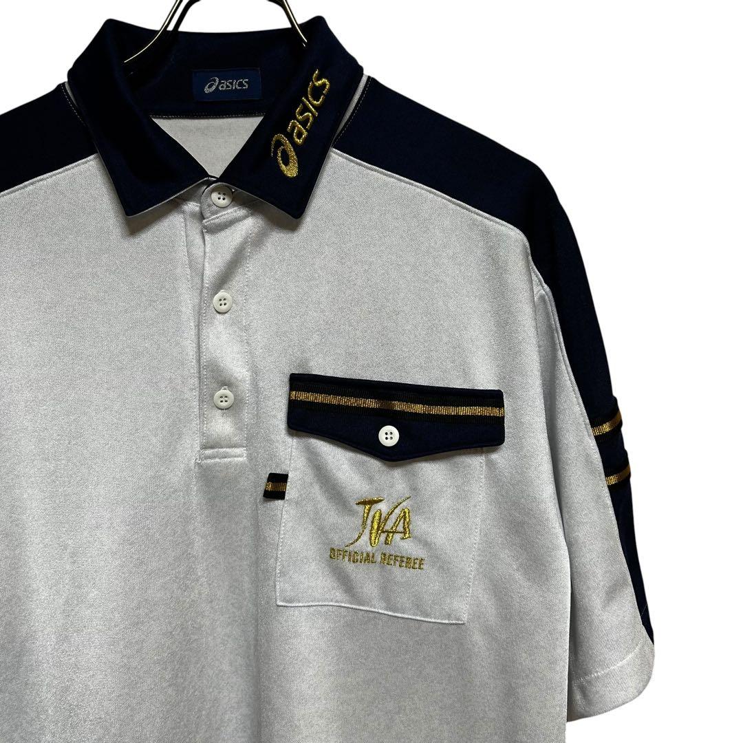 【美品】アシックス バレーボール JVA 公認 審判 レフェリーシャツ Oサイズ