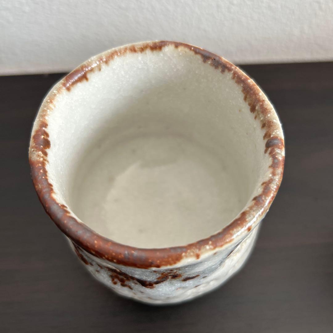 週末セール　王子窯　瀬戸焼　志野湯呑　志野茶碗 2個セット 加藤寛治