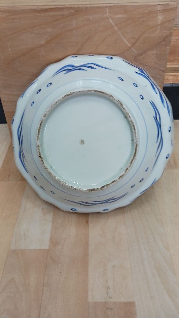 時代物　古伊万里　染付　大鉢　大皿　【昇龍梅花図】　箱付　江戸期　骨董