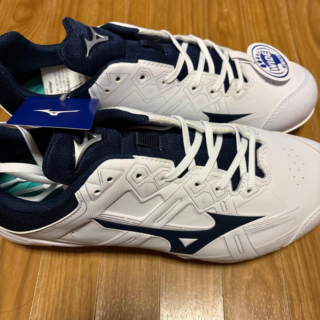 Mizuno 金具スパイク ホワイト/ネイビー ワイド