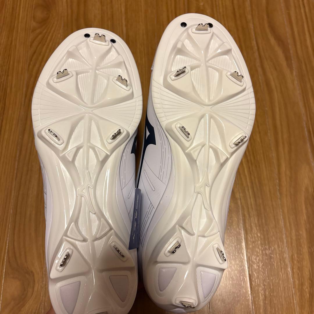 Mizuno 金具スパイク ホワイト/ネイビー ワイド