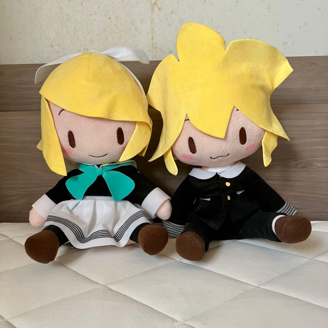 メガジャンボふわふわぬいぐるみ　鏡音リン　鏡音レン　制服　ver 2体セット