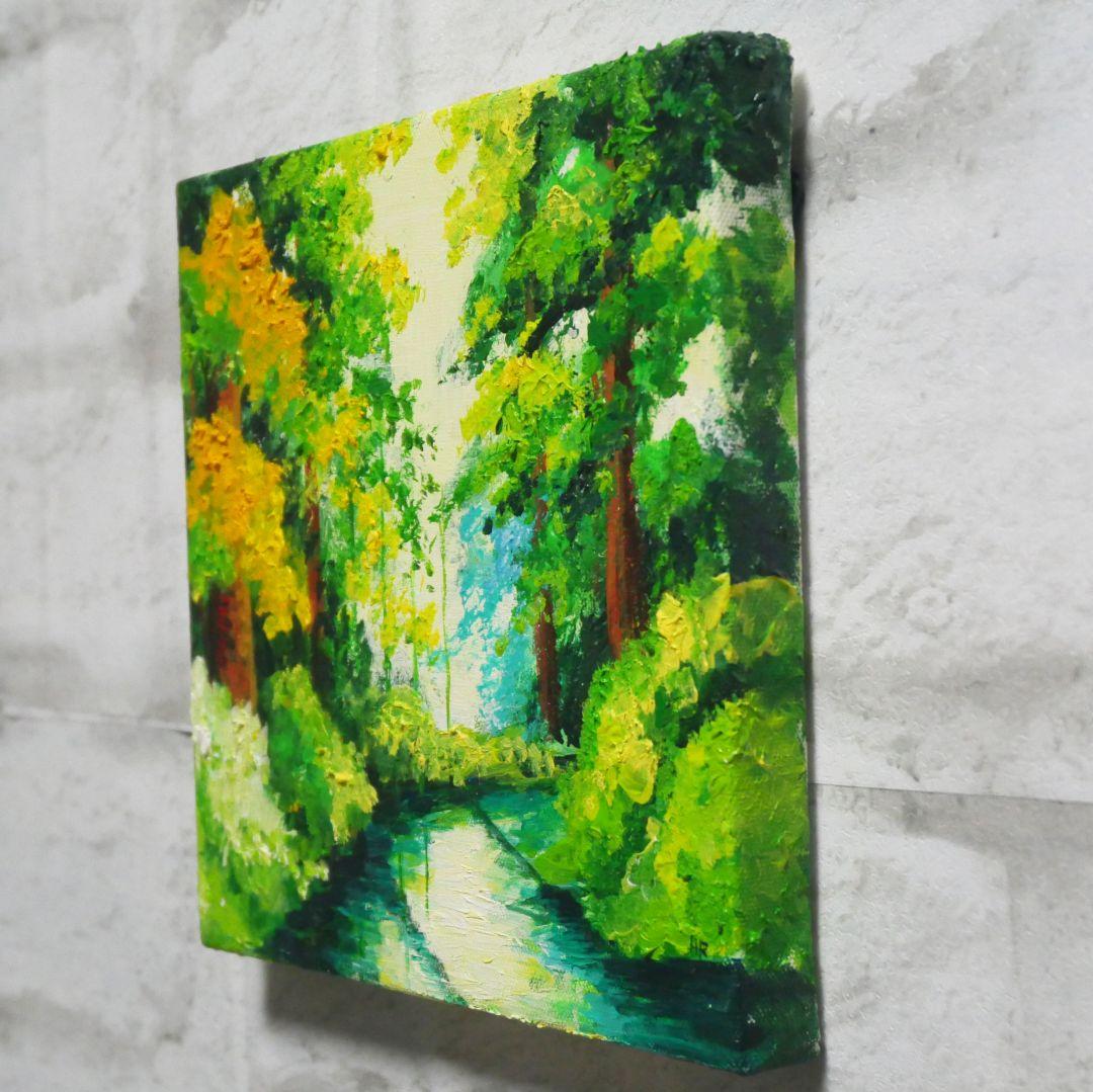 油絵 油彩 油彩画 絵画 絵 アートパネル【森の湖】