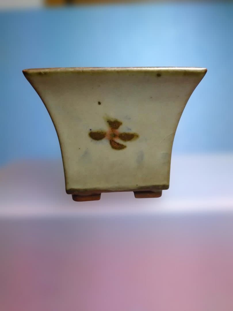 花模様 陶器鉢 四角形