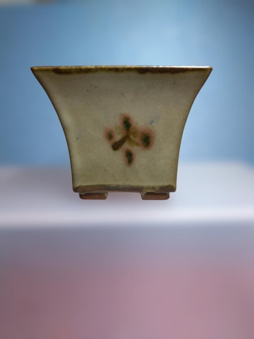 花模様 陶器鉢 四角形