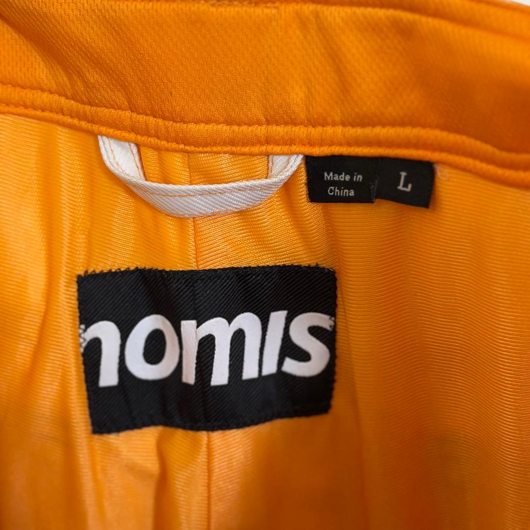 【nomis】スノーボードパンツ メンズL 白 オレンジ刺繍 総柄 ノーミス