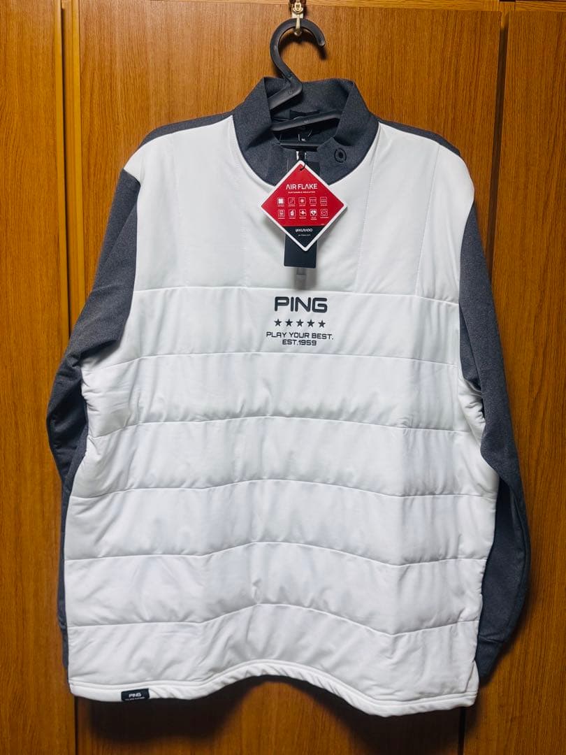 【新品】PING ハーフジップシャツ　ゴルフウェア　ホワイト　LLサイズ