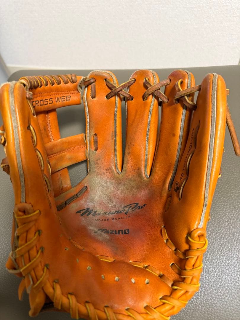 Mizuno Pro 軟式用レザーグローブ オレンジ　ビックM